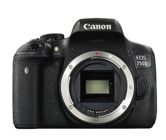 佳能/CANON  EOS 750D 單反相機(jī) 1、品牌：佳能； 2、型號(hào)：佳能750D； 3、類(lèi)型：入門(mén) ；4、產(chǎn)品尺寸（mm）：131.9×100.7×77.8mm ；5、產(chǎn)品凈重（g）：510 ；6、傳感器類(lèi)型：CMOS 7、有效像素：2400萬(wàn)